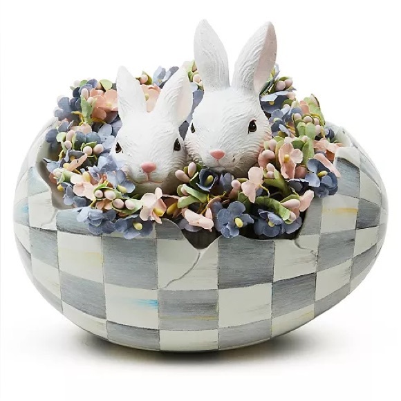 MacKenzie-Childs Other - MacKenzie-Childs Peekaboo Egg, Sterling Check, Spring/Easter Bunny Decor